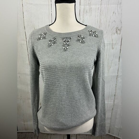 ‼️final must bundle‼️ The Limited Viscose Wool Blend Gray Sweater Embellished - Picture 1 of 5